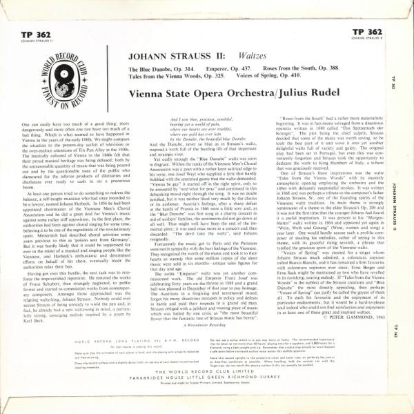 Vienna State Opera Orchestra - Johann Strauss - Lp