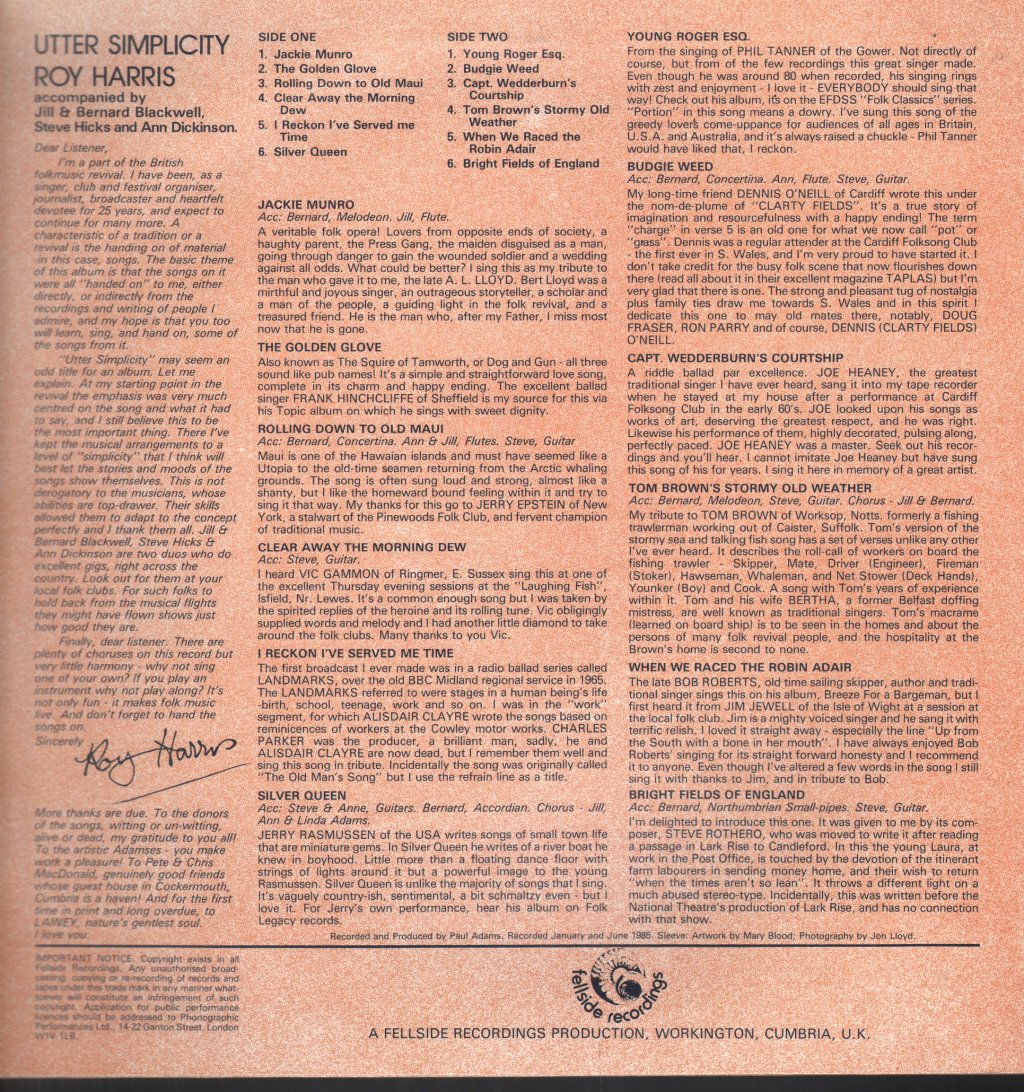Roy Harris - Utter Simplicity - Lp