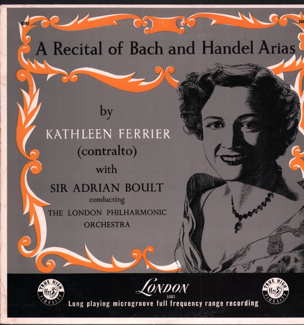Kathleen Ferrier / London Philharmonic Orchestra / Sir Adrian Boult - A Recital Of Bach And Handel Arias - Lp