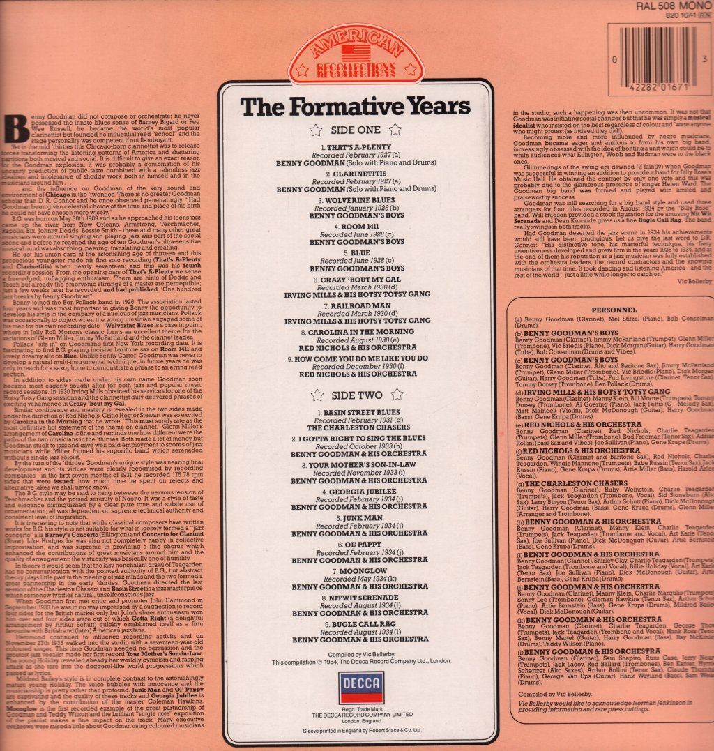 Benny Goodman - Formative Years - Lp