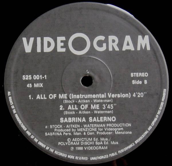 Sabrina - All Of Me - Boy Oh Boy - 12 Inch