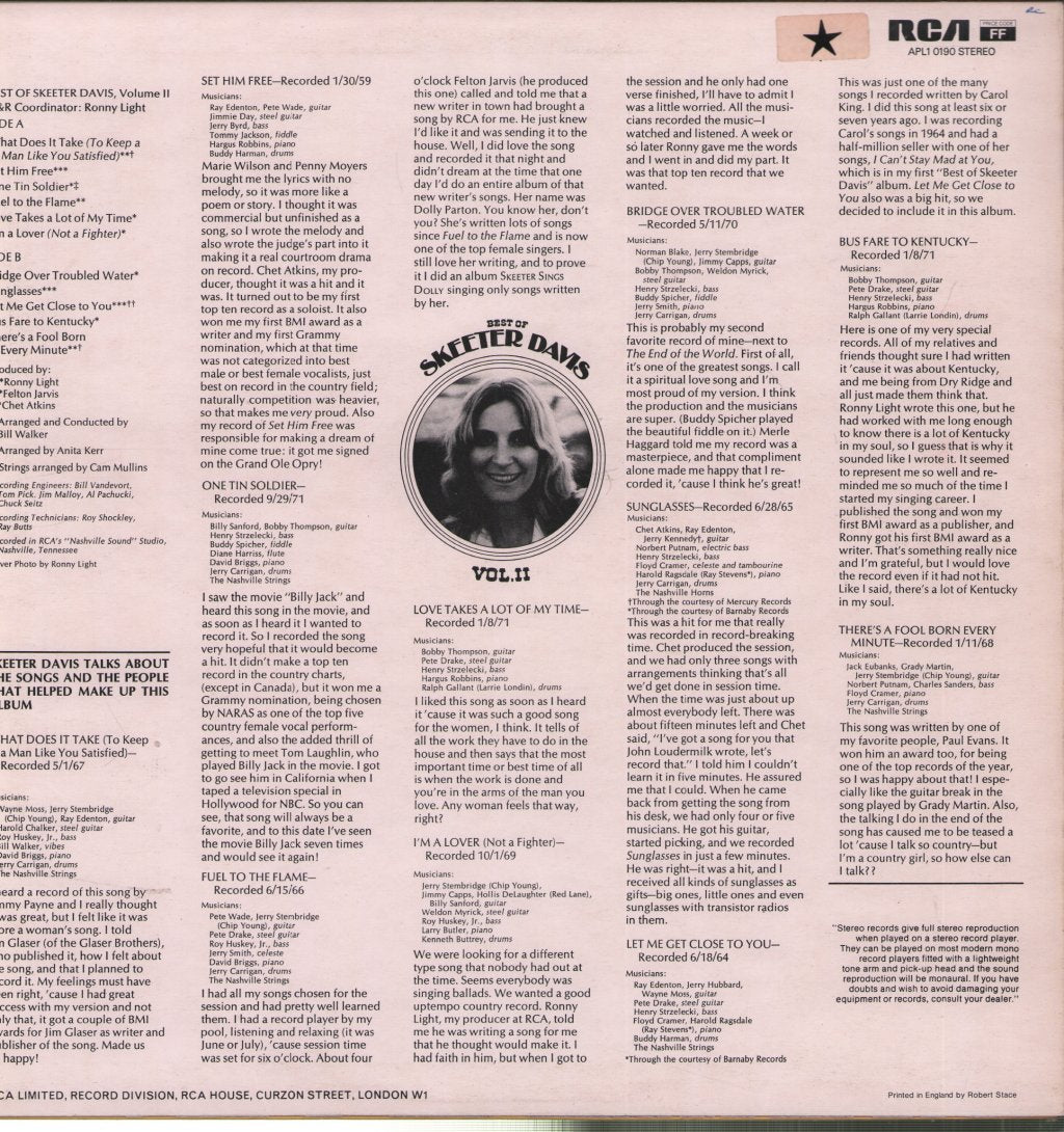 Skeeter Davis - Best Of Vol 2 - Lp