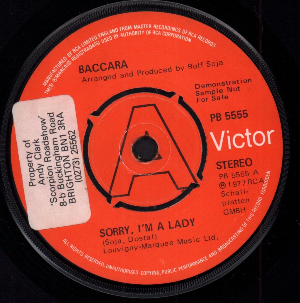 Baccara - Sorry, I'm A Lady - 7 Inch