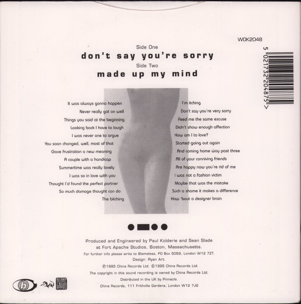 Blameless - Don't Say You're Sorry - 7 Inch