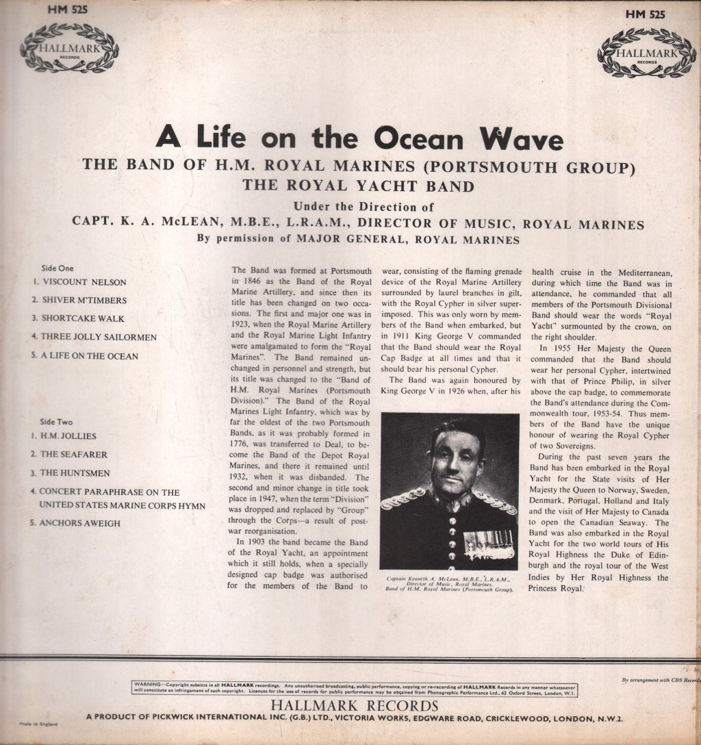 Band Of The Royal Marines - A Life On The Ocean Wave - Lp