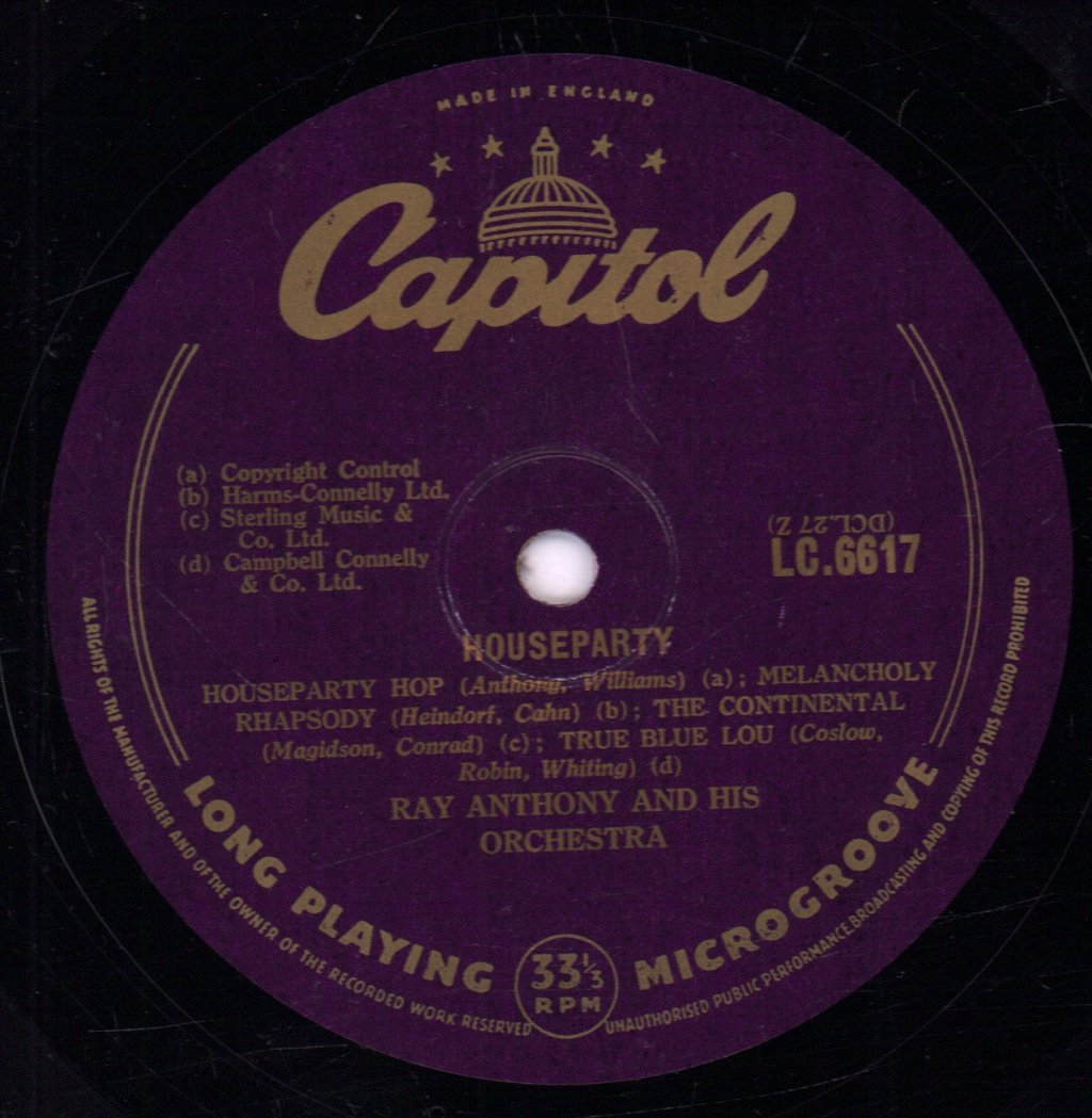 Ray Anthony and His Orchestra - Houseparty - 10 Inch