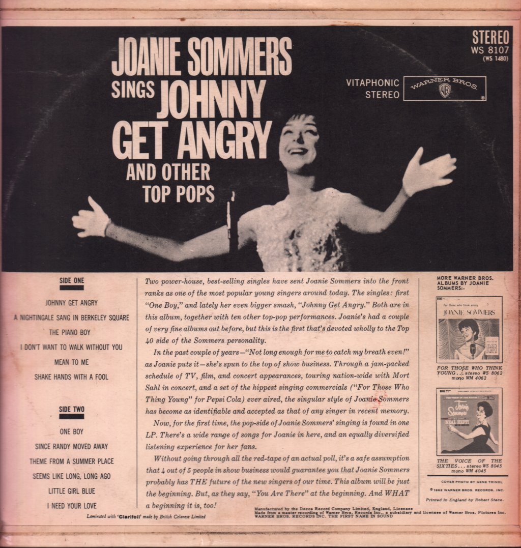 Joanie Sommers - Johnny Get Angry - Double Lp