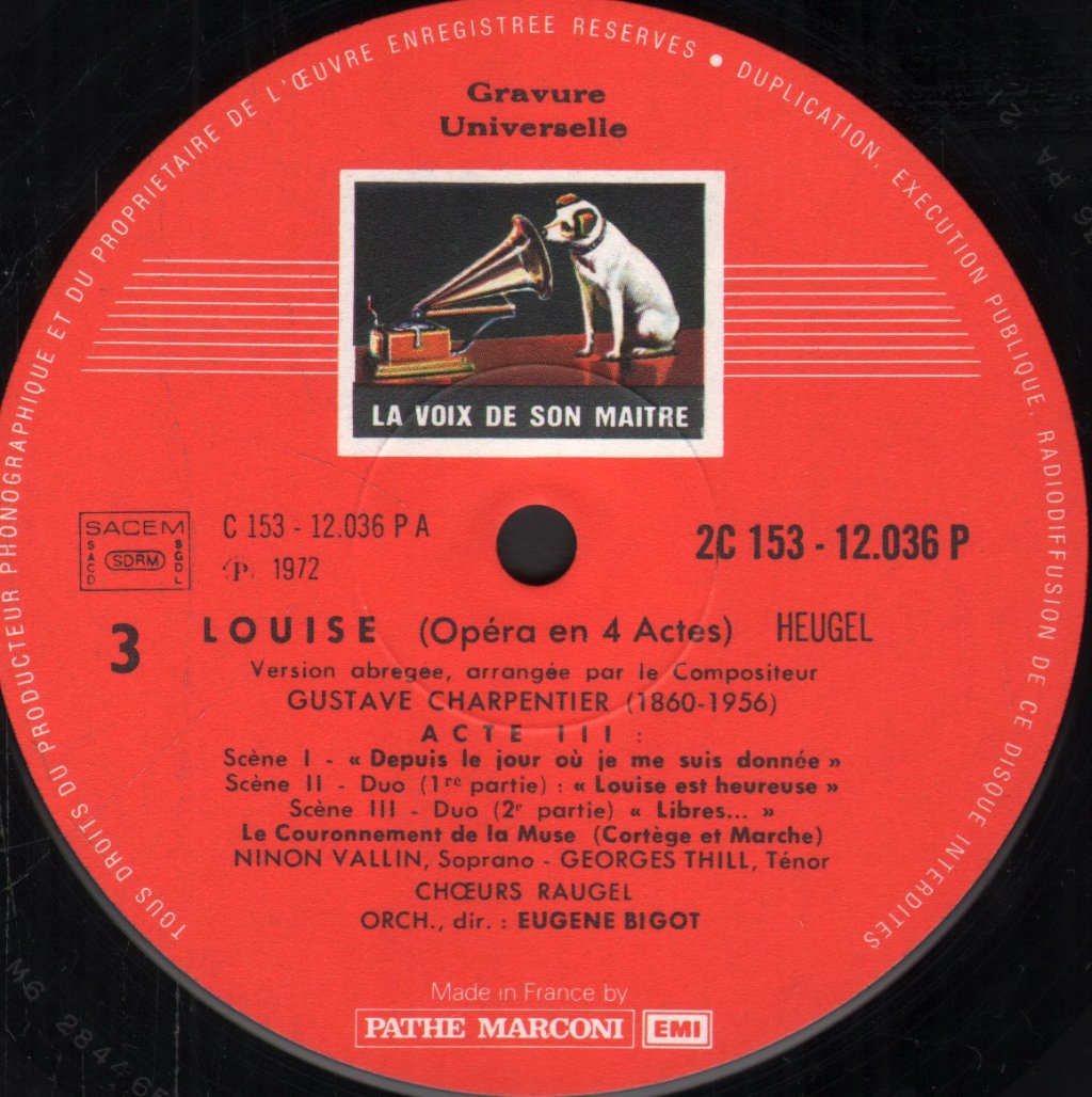 Ninon Vallin / Georges Thill / Aimee Lecouvreur / Andre Pernet / Eugene Bigot - Gustave Charpentier - Louise - Double Lp
