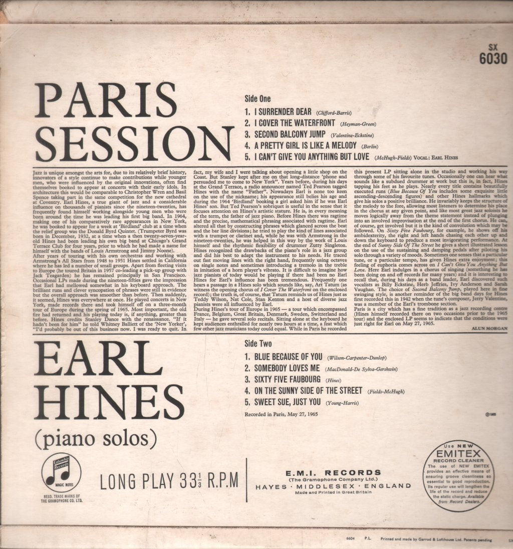 Earl Hines - Paris Session - Lp