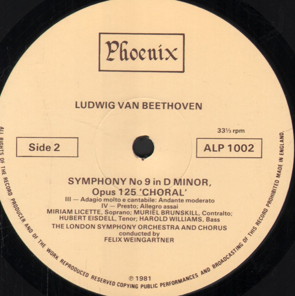 Felix Weingartner / London Symphony Orchestra - Beethoven - Choral Symphony - Lp