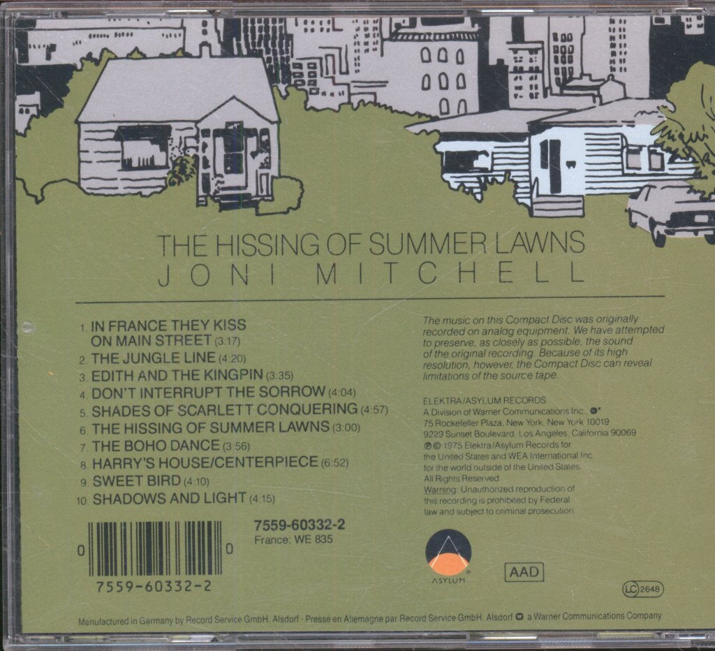 Joni Mitchell - Hissing Of Summer Lawns - Cd