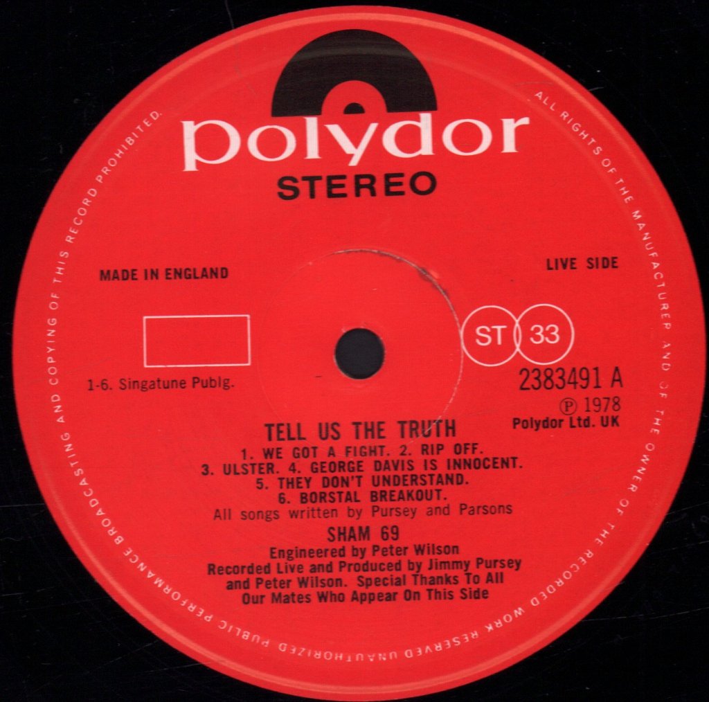 Sham 69 - Tell Us The Truth - Lp