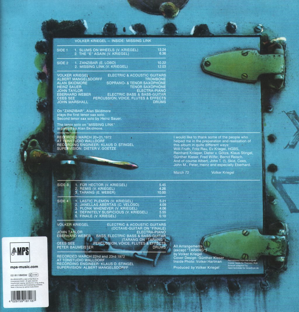 Volker Kriegel - Inside: Missing Link - Lp