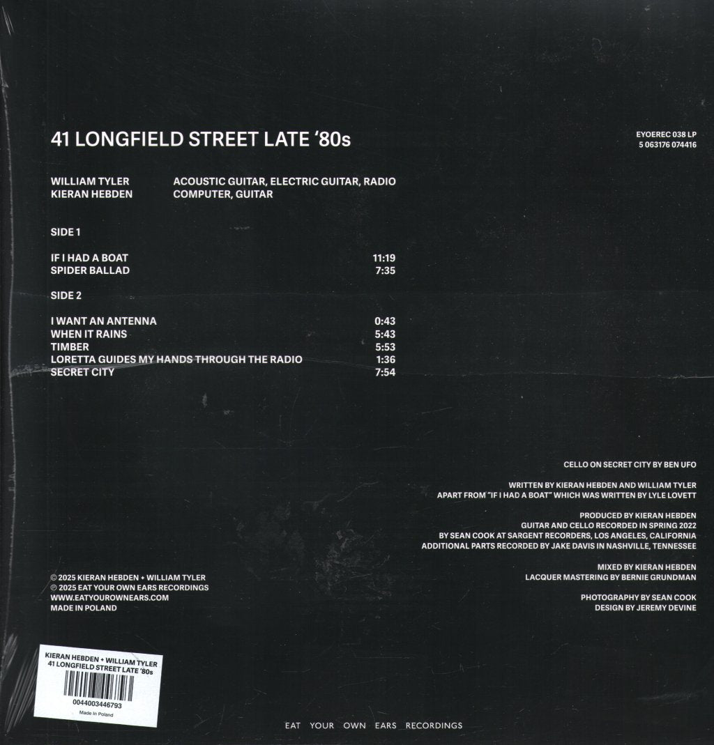 Kieran Hebden & William Tyler - 41 Longfield Street Late '80s - Lp