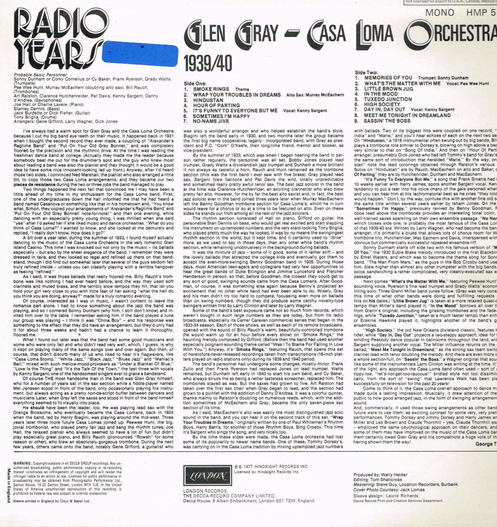 Glen Gray And The Casa Loma Orchestra - Radio Years 13 - Lp