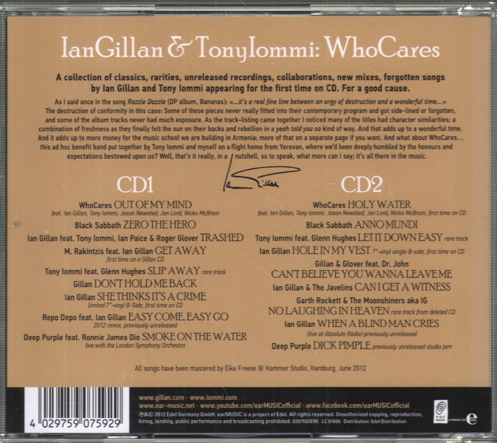 Ian Gillan And Tony Iommi - WhoCares - Double Cd