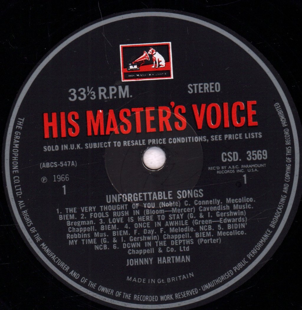 Johnny Hartman - Unforgettable Songs - Lp