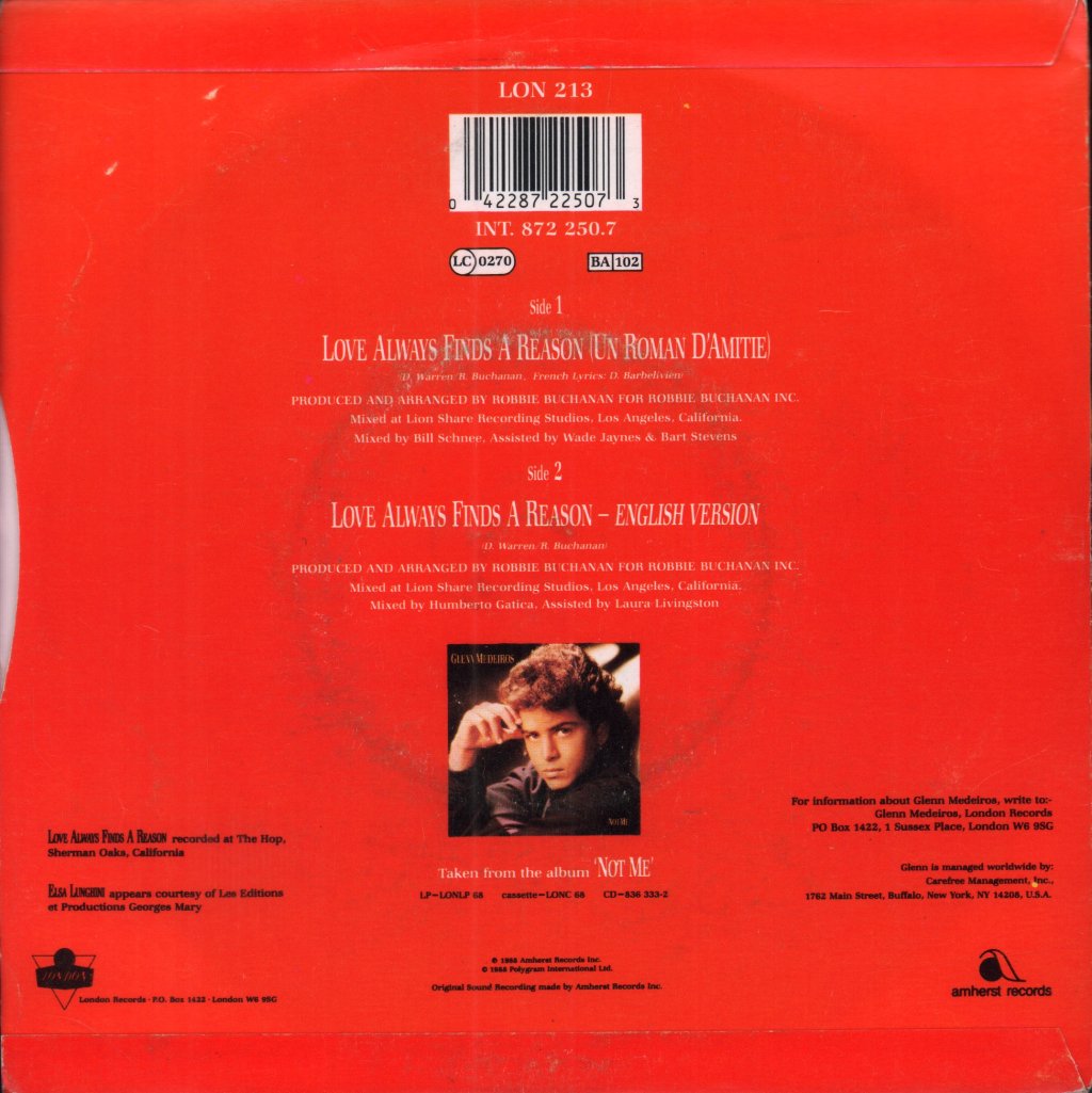 Glenn Medeiros With Elsa - Love Always Finds A Reason - 7 Inch