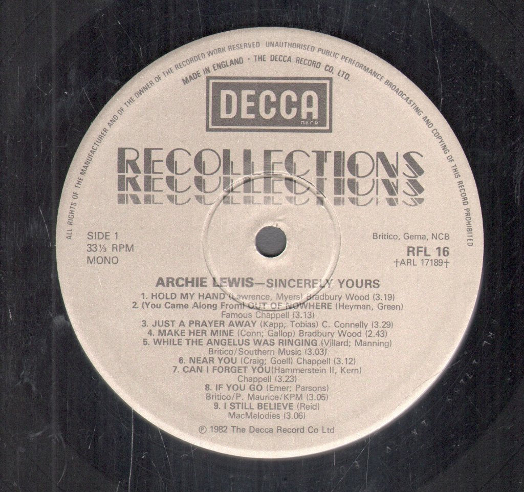 Archie Lewis - Sincerely Yours - Lp