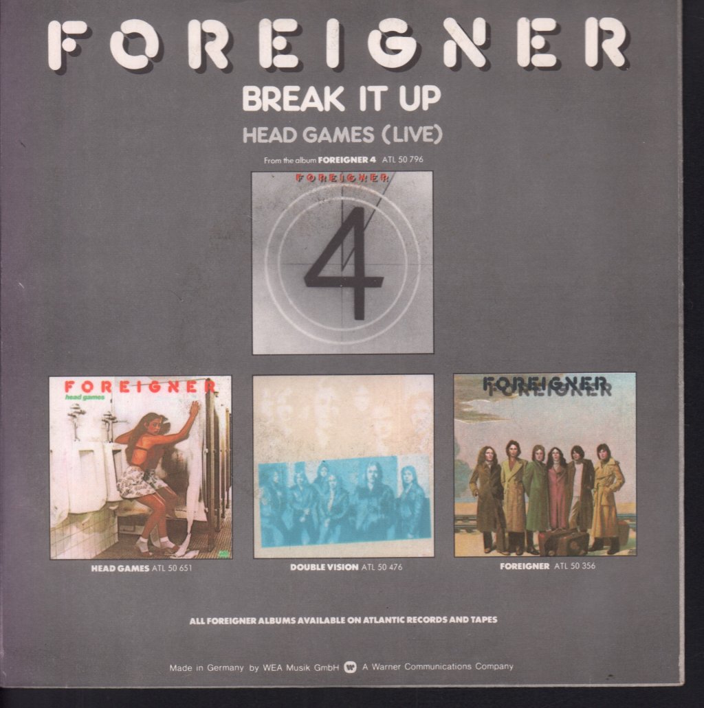 Foreigner - Break It Up - 7 Inch