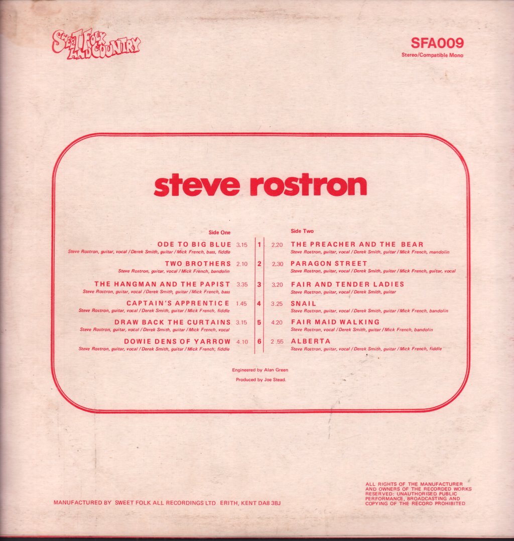 Steve Rostron - No Stranger's Face - Lp