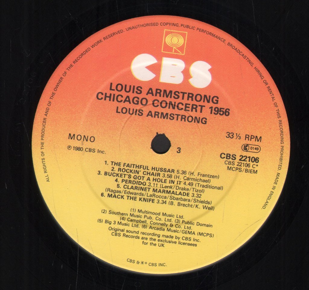 Louis Armstrong - Chicago Concert - Double Lp