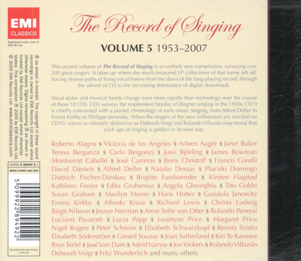 Various Artists - Record Of Singing Volume 5 1953 - 2007 - Cd Set