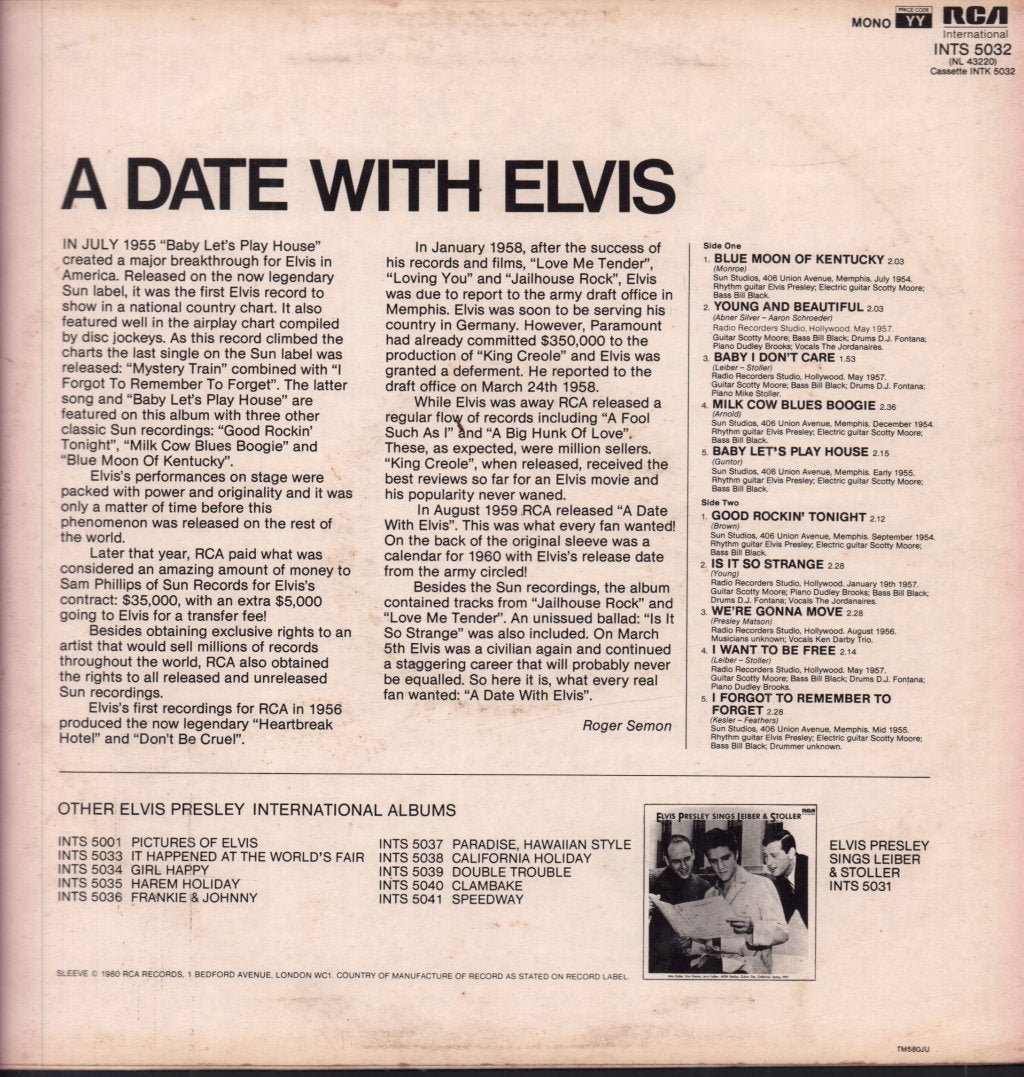 Elvis Presley - A Date With Elvis - Lp