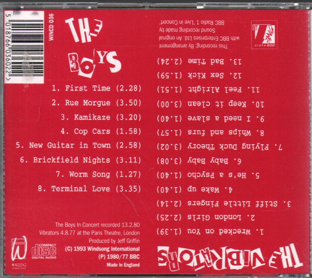 Vibrators / Boys - BBC Radio 1 Live In Concert - Cd