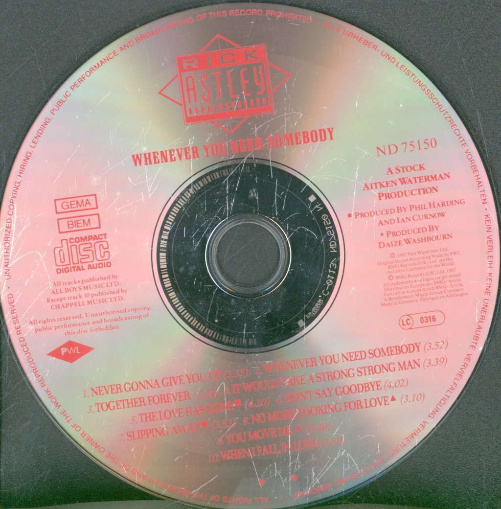 Rick Astley - Whenever You Need Somebody - Cd