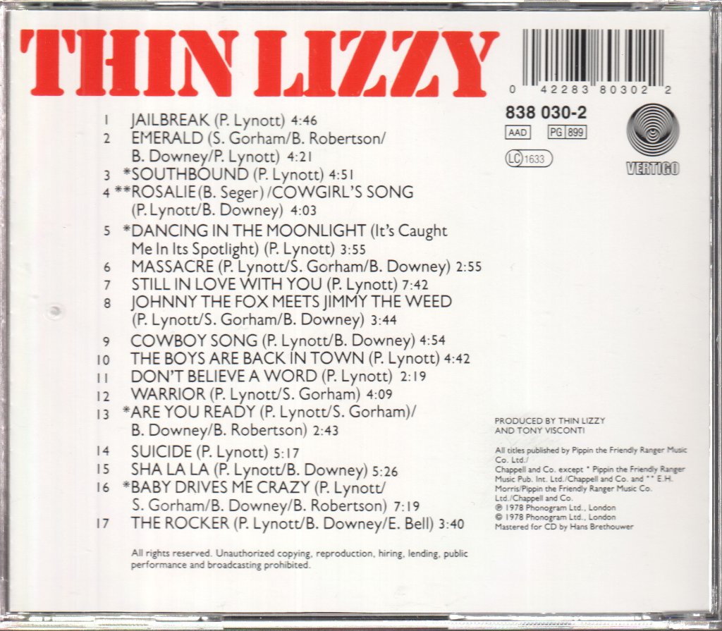 Thin Lizzy - Live And Dangerous - Cd