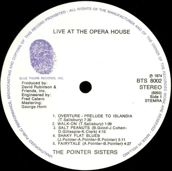 Pointer Sisters - Live At The Opera House - Double Lp