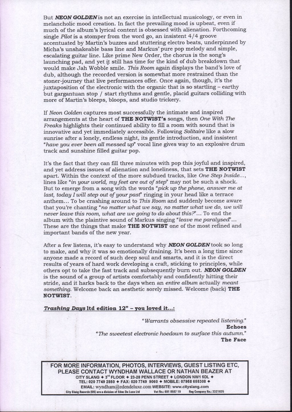 Notwist - Trashing Days - 12 Inch