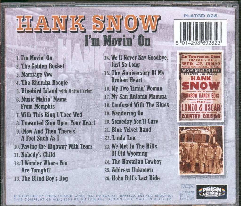 Hank Snow - I'm Movin' On - Cd