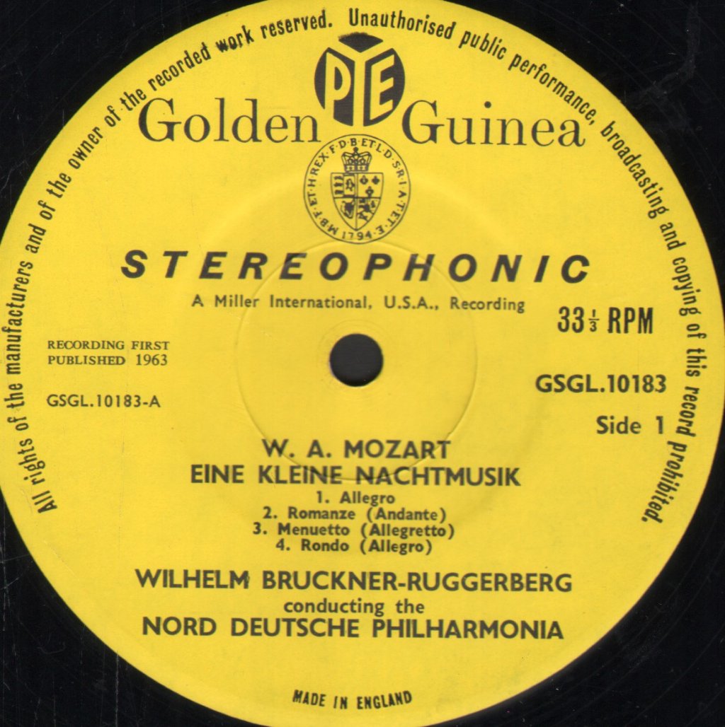 Wilhelm Bruckner Ruggerberg / Nord Deutsches Philharmonia - Mozart - Eine Kleine Nachtmusik - Lp