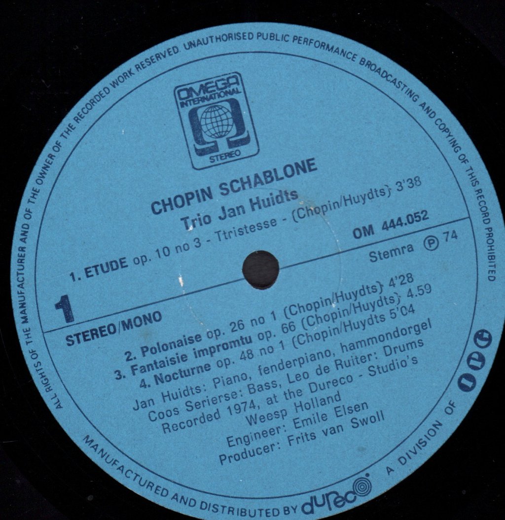 Trio Jan Huydts - Chopin Schablone - Lp