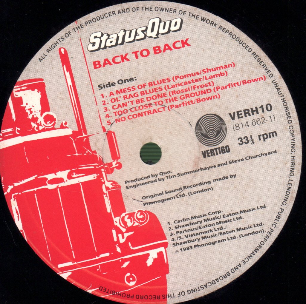 Status Quo - Back To Back - Lp
