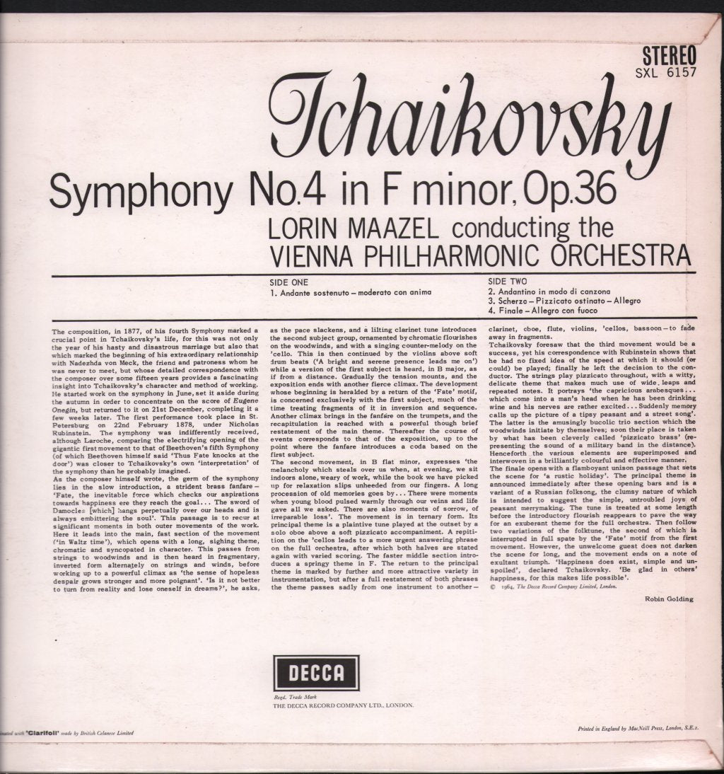 Lorin Maazel / Vienna Philharmonic Orchestra - Tchaikovsky - Symphony No.4 - Lp