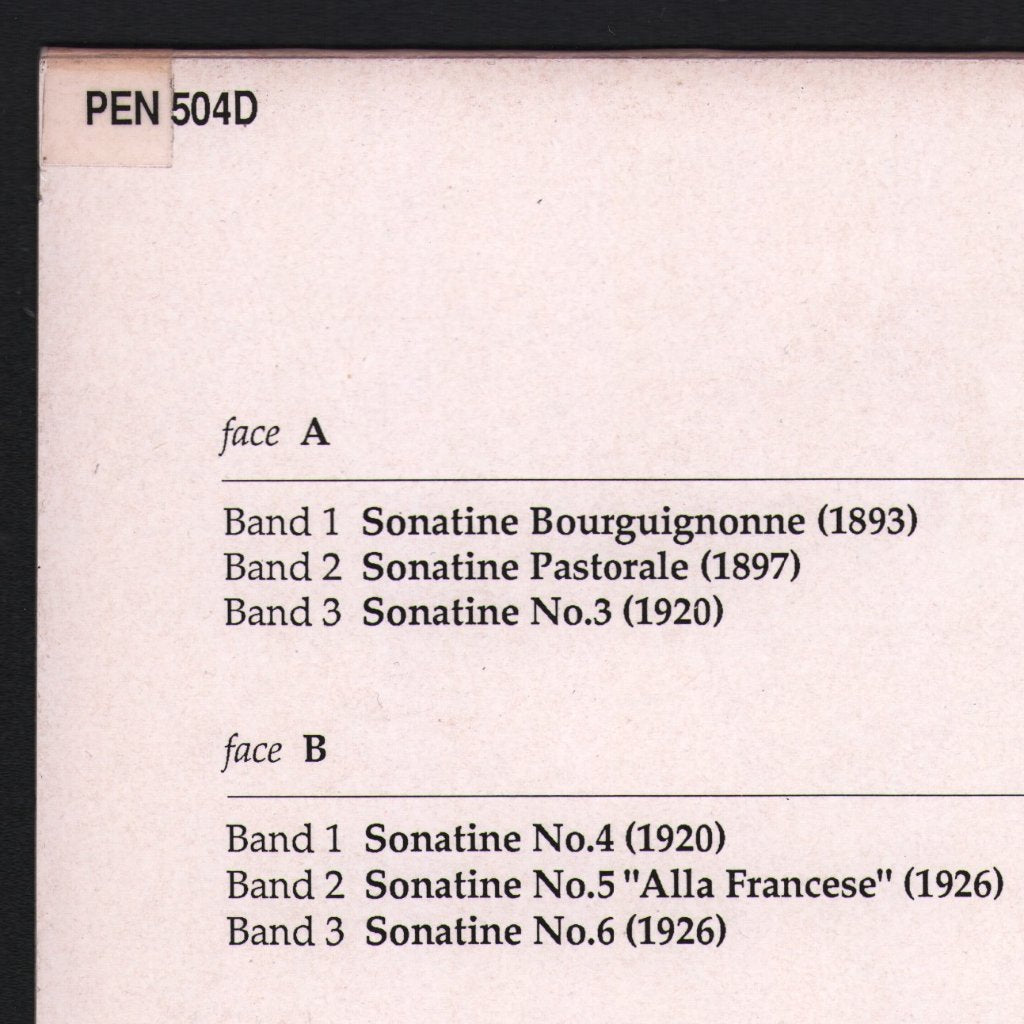Peter Jacobs - Maurice Emmanuel - Six Sonatines - Lp