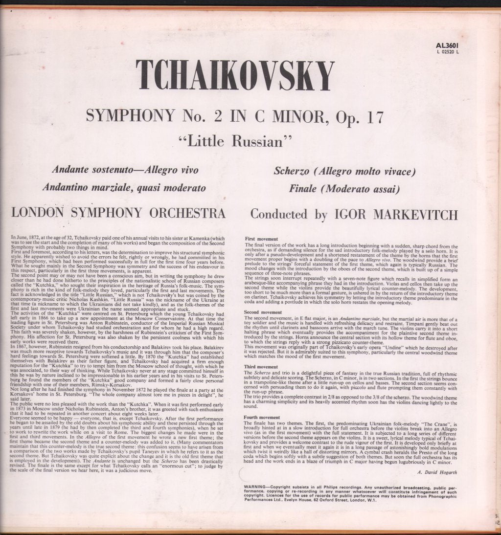 Igor Markevitch / London Symphony Orchestra - Tchaikovsky - Symphony No.2 In C Minor - Lp