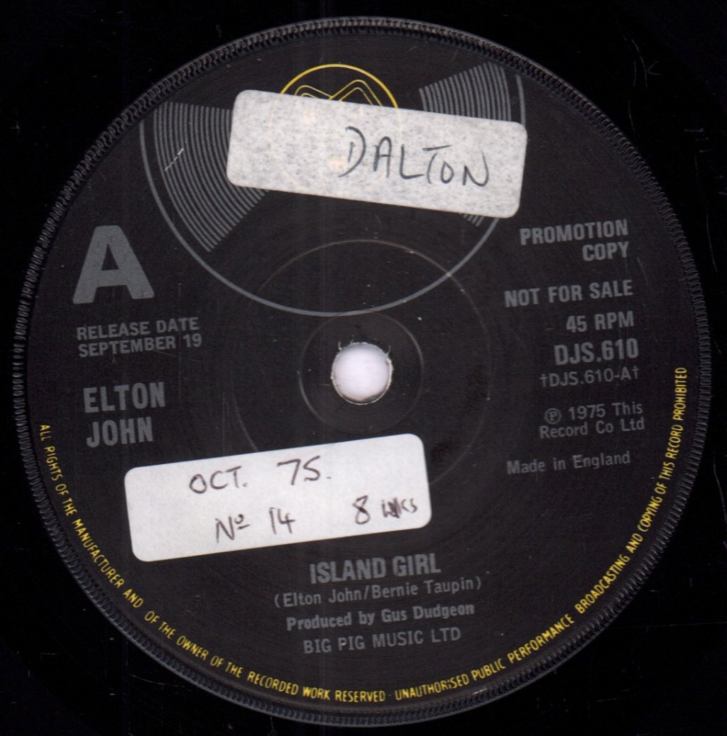 Elton John - Island Girl - 7 Inch
