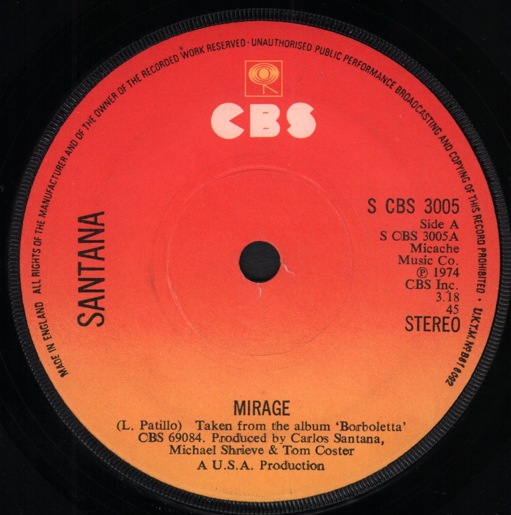 Santana - Mirage - 7 Inch