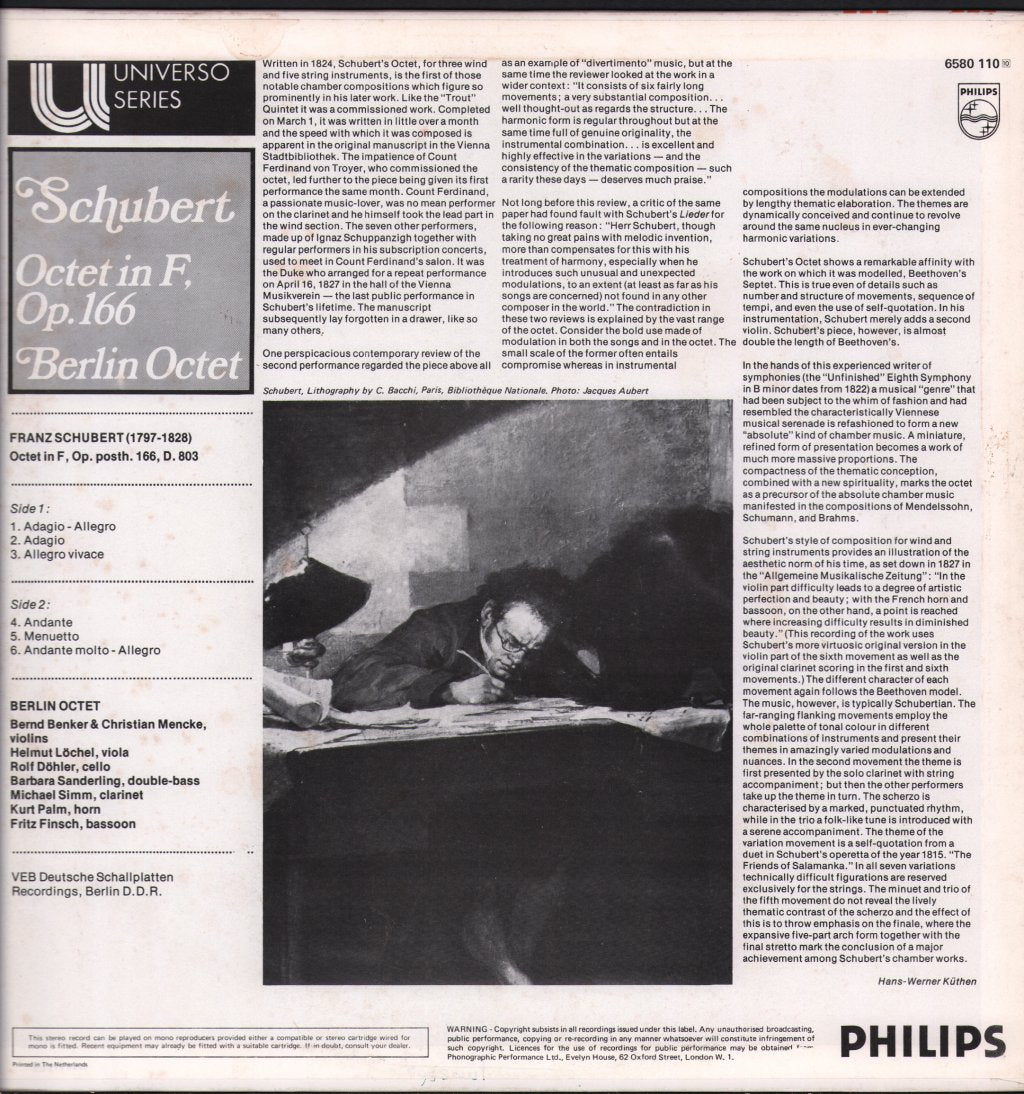 Berlin Octet - Schubert - Octet In F, Op.166 - Lp