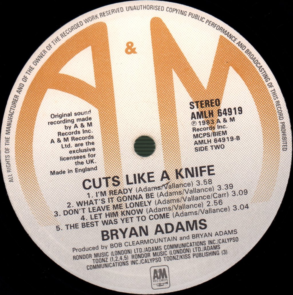 Bryan Adams - Cuts Like A Knife - Lp