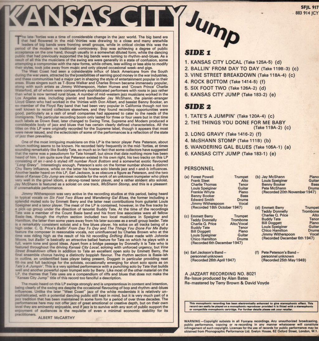 Various Artists - Kansas City Jump - Lp