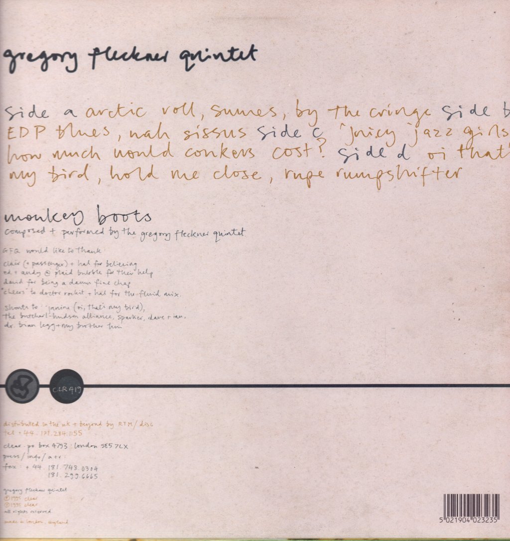 Gregory Fleckner Quintet - Monkey Boots - Double Lp