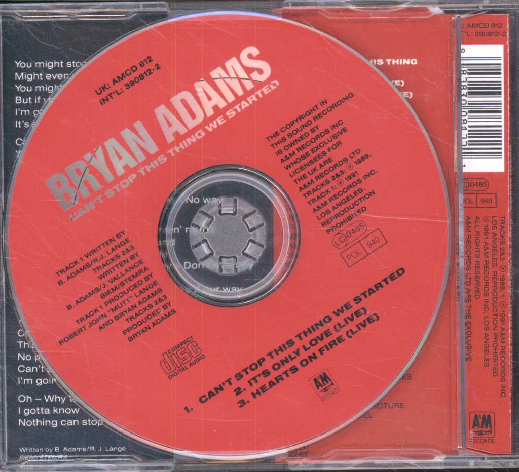 Bryan Adams - Can't Stop This Thing We Started - Cd