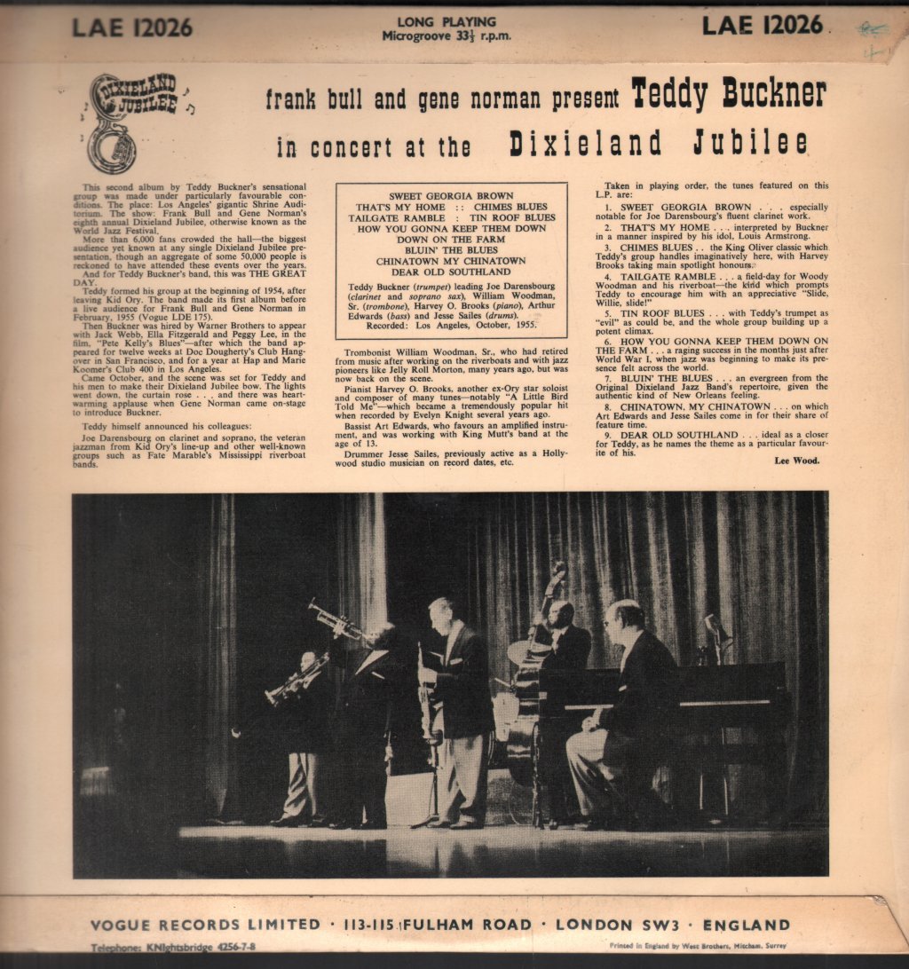 Teddy Buckner Band - Dixieland Jubilee - Lp
