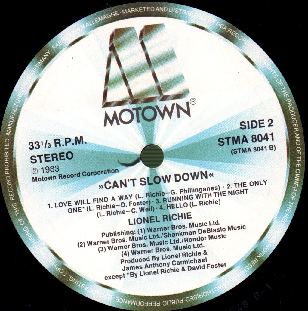 Lionel Richie - Can't Slow Down - Lp