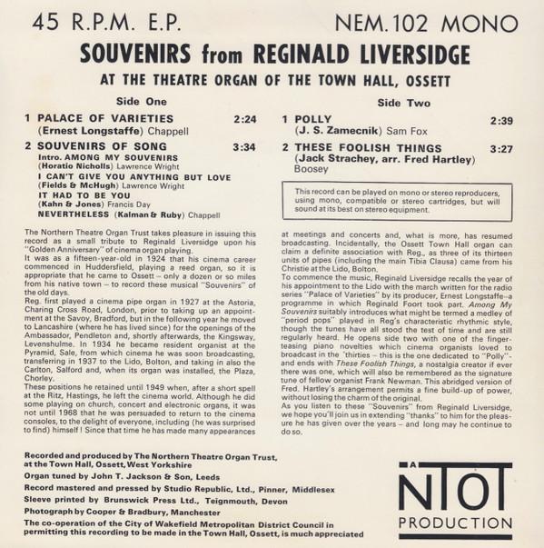 Reginald Liversidge - Souvenirs From Reginald Liversidge - 7 Inch